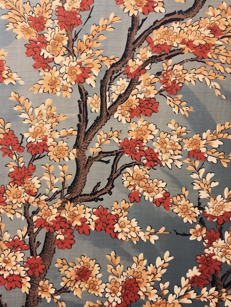Pussywillow Vintage Autumn Tree Print