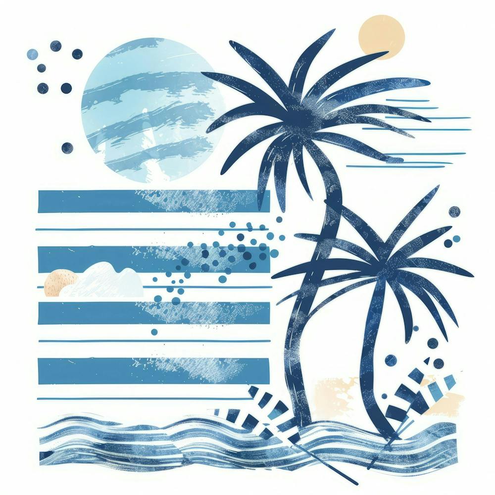 Beach Scene With Palm Trees