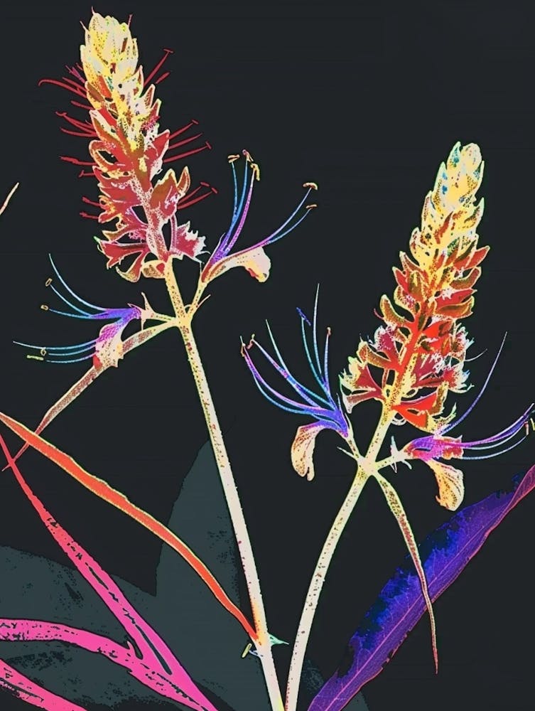 Neon Flowers On Black Prairie Clover 2