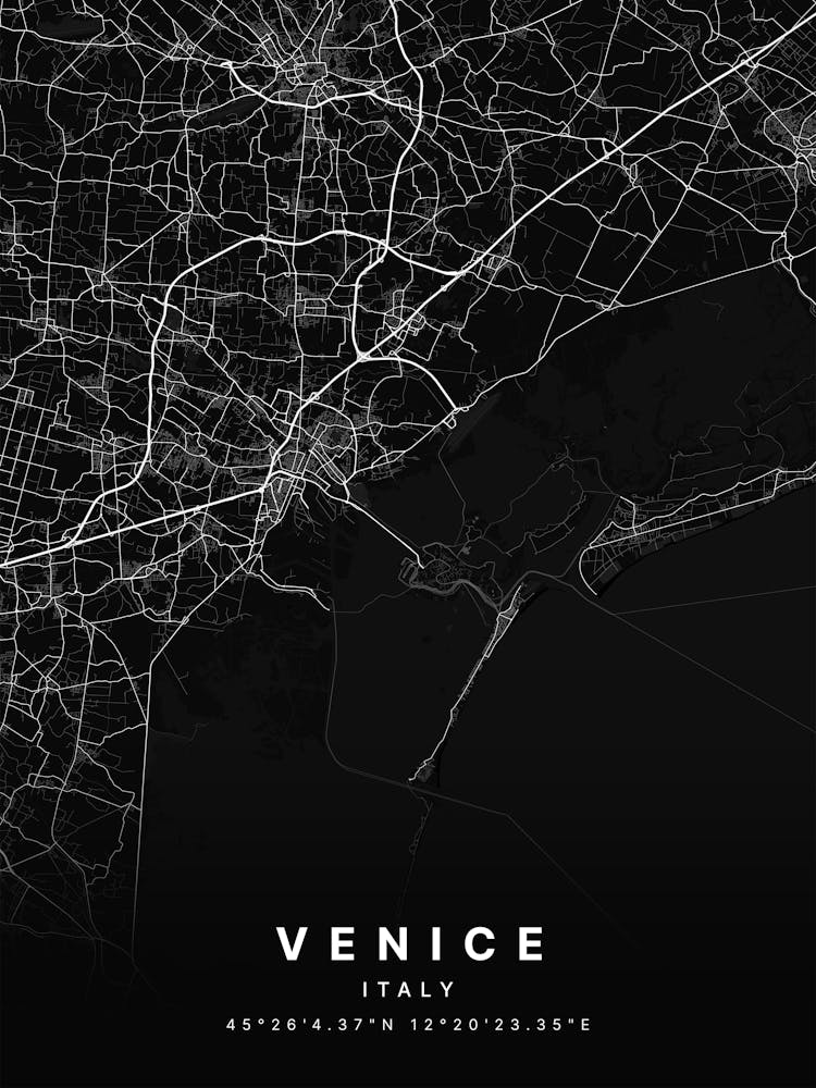 Venice Italy Black Map