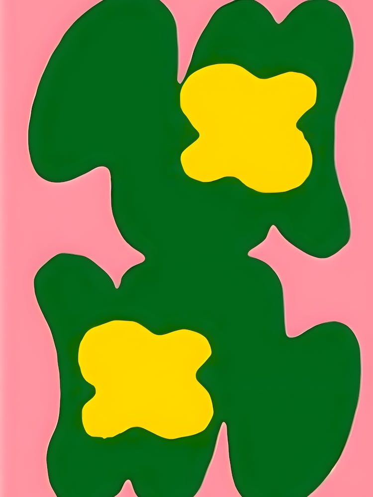 Abstract Green and Pink Flowers 1