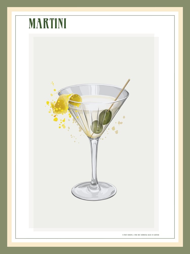 Martini Splatter Cocktail Print