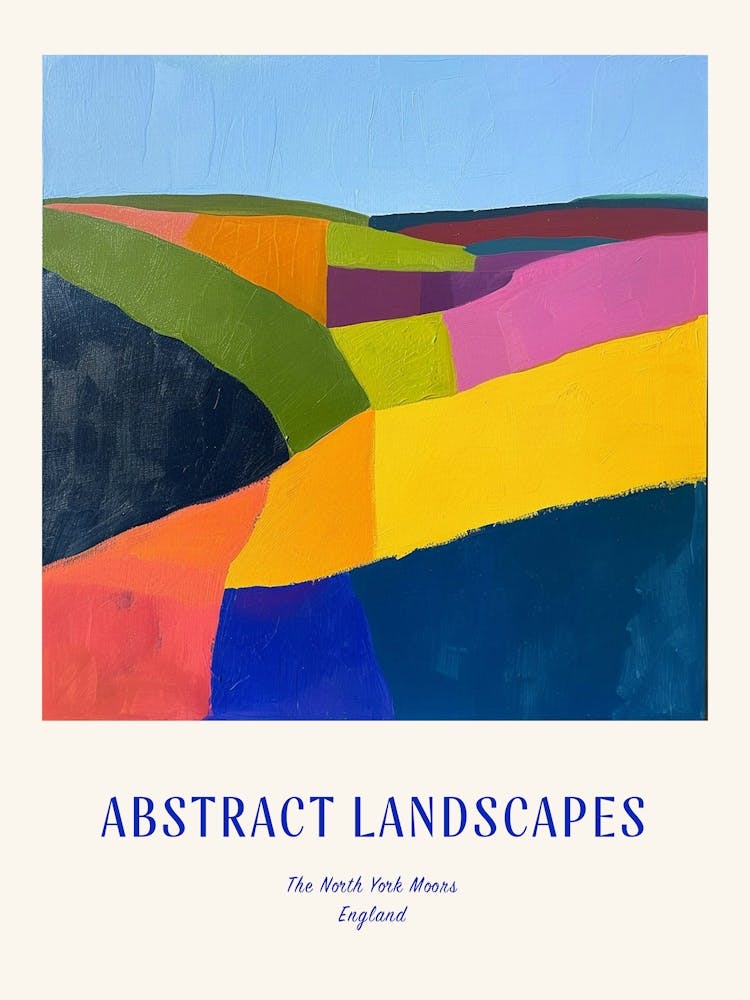 Farbenfrohes Abstrakt The North York Moors England 3 Poster Blau