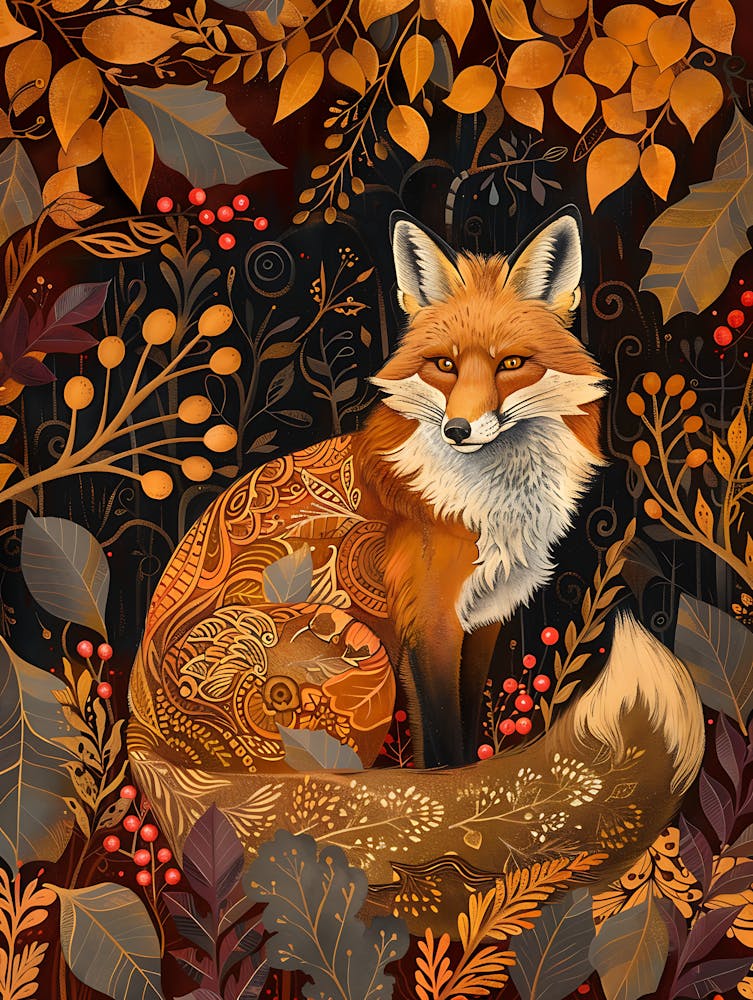 Solitary Fox In The Autumn 1