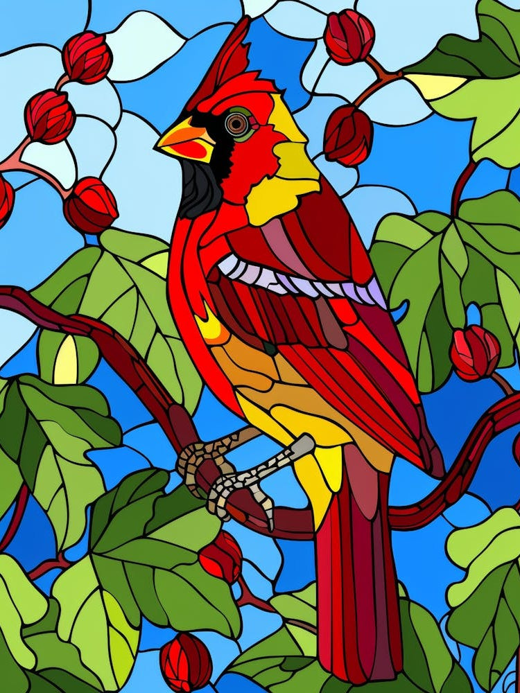 Stained Glass Cardinal 1