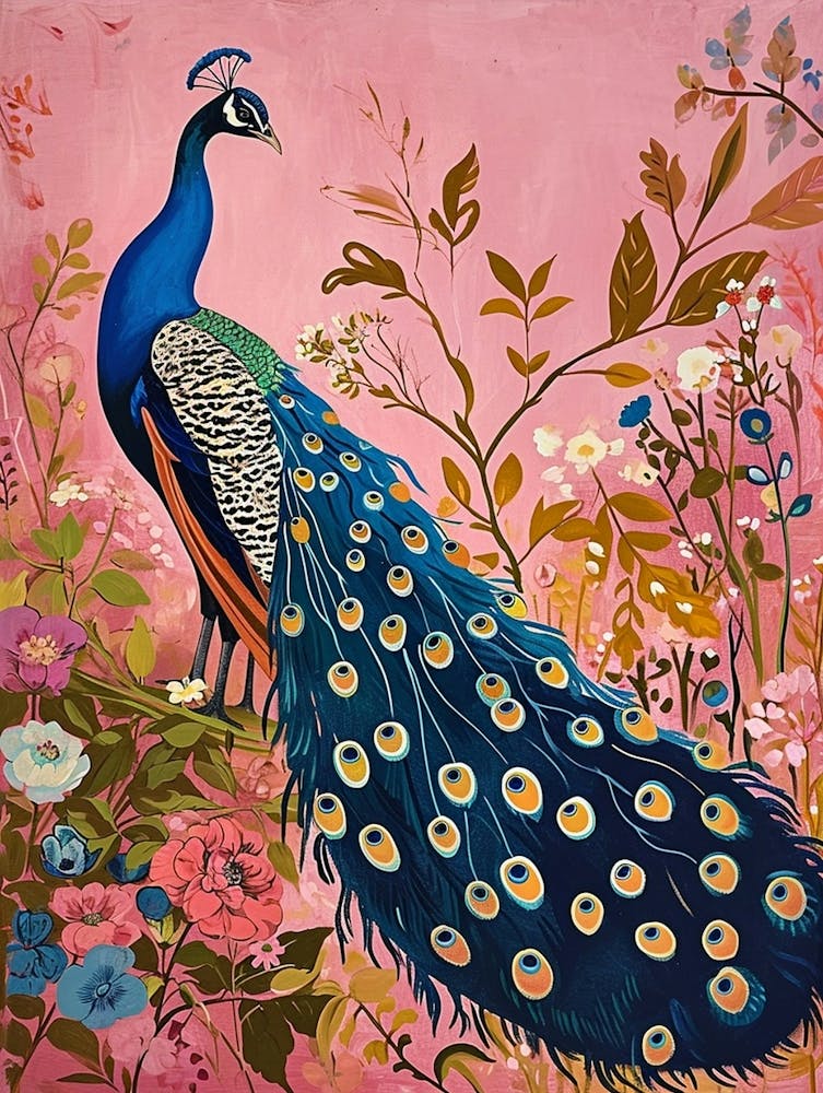 Florale Tiermalerei Pfau 4