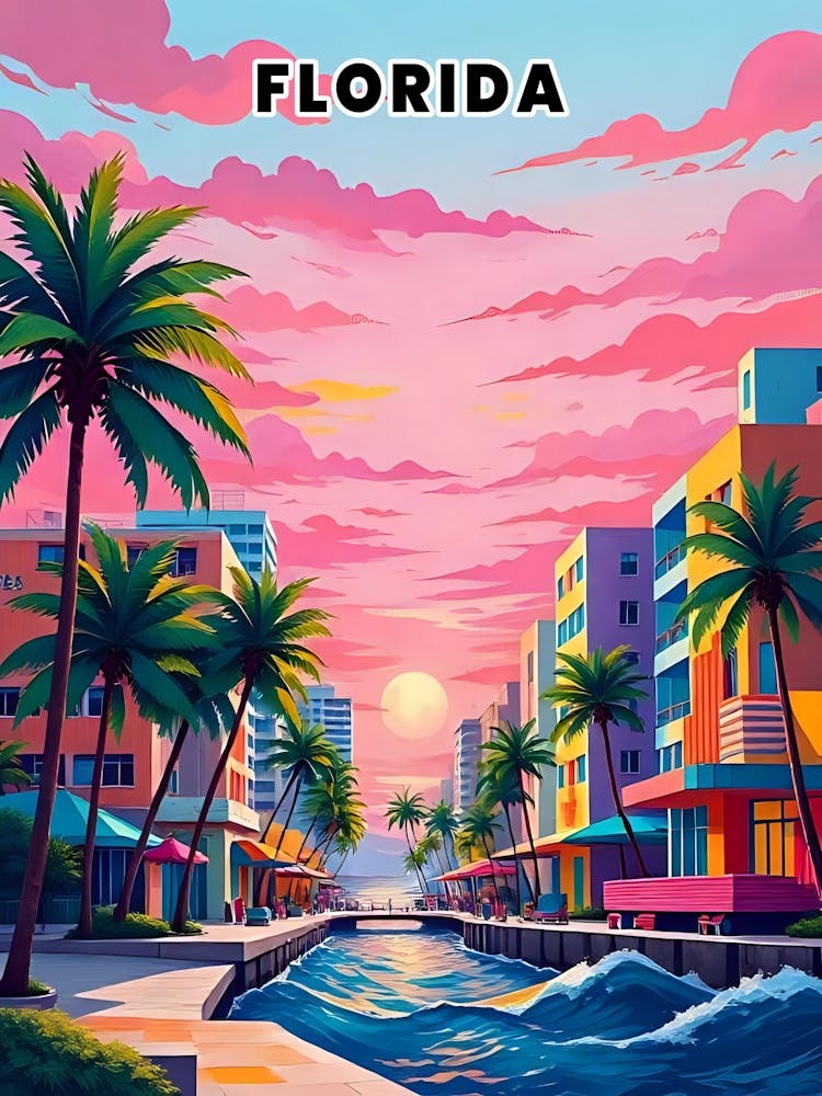 Florida Vibrant Vintage Travel Poster 14