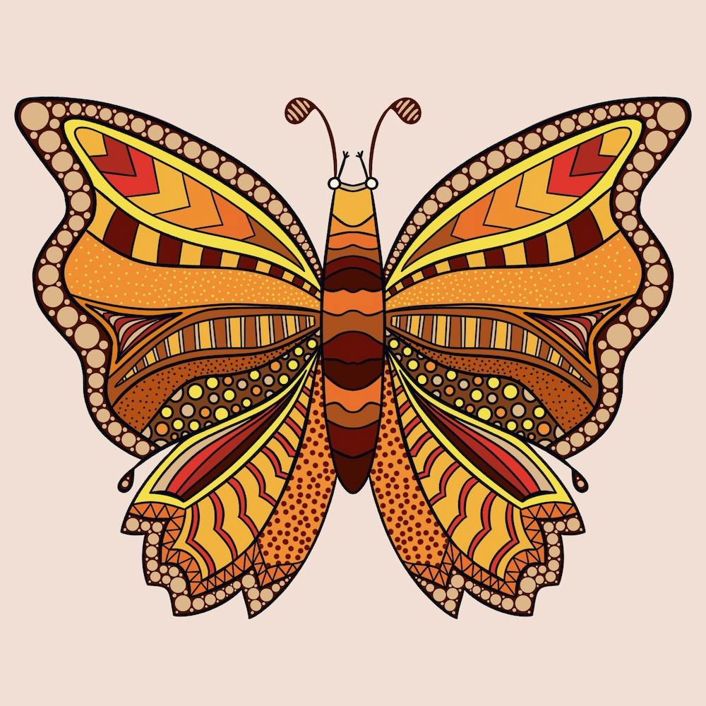 Gelber Doodle Schmetterling
