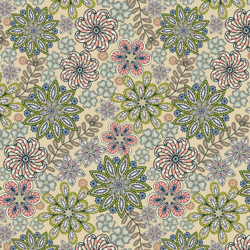 PASSEMENTERIE Lacy Bohemian Embroidery Floral in Delicate Pink Green Lavender Brown Neutral