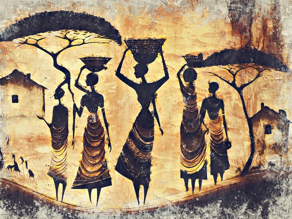 A Nice African Art Illustration With An Impasto Style 08