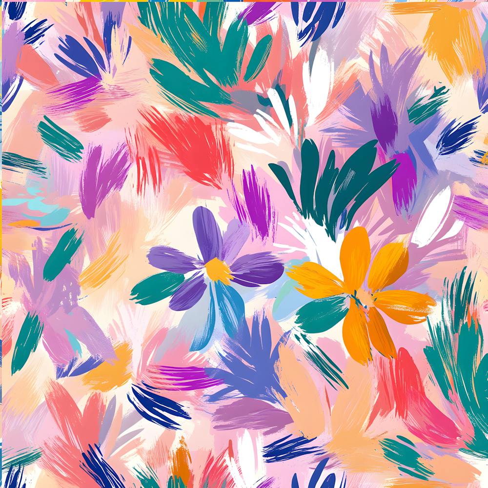 Motif de Coups de Pinceau Floral Vibrant