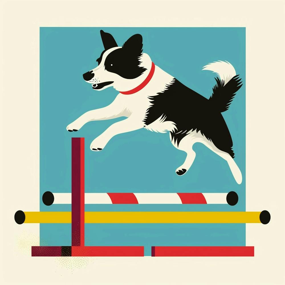 Dog Jumping Over Hurdles