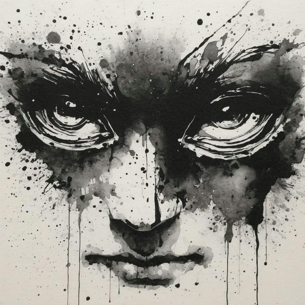 Face Painting, ink, watercolour