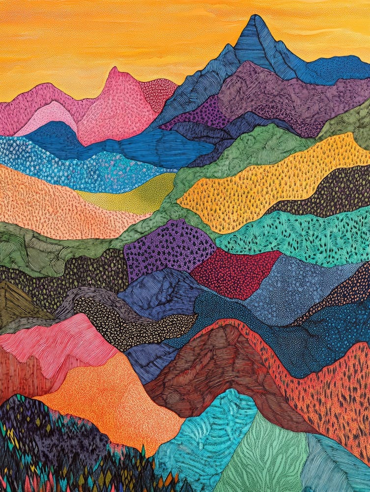Colourful Mountain Illustration Poster 28