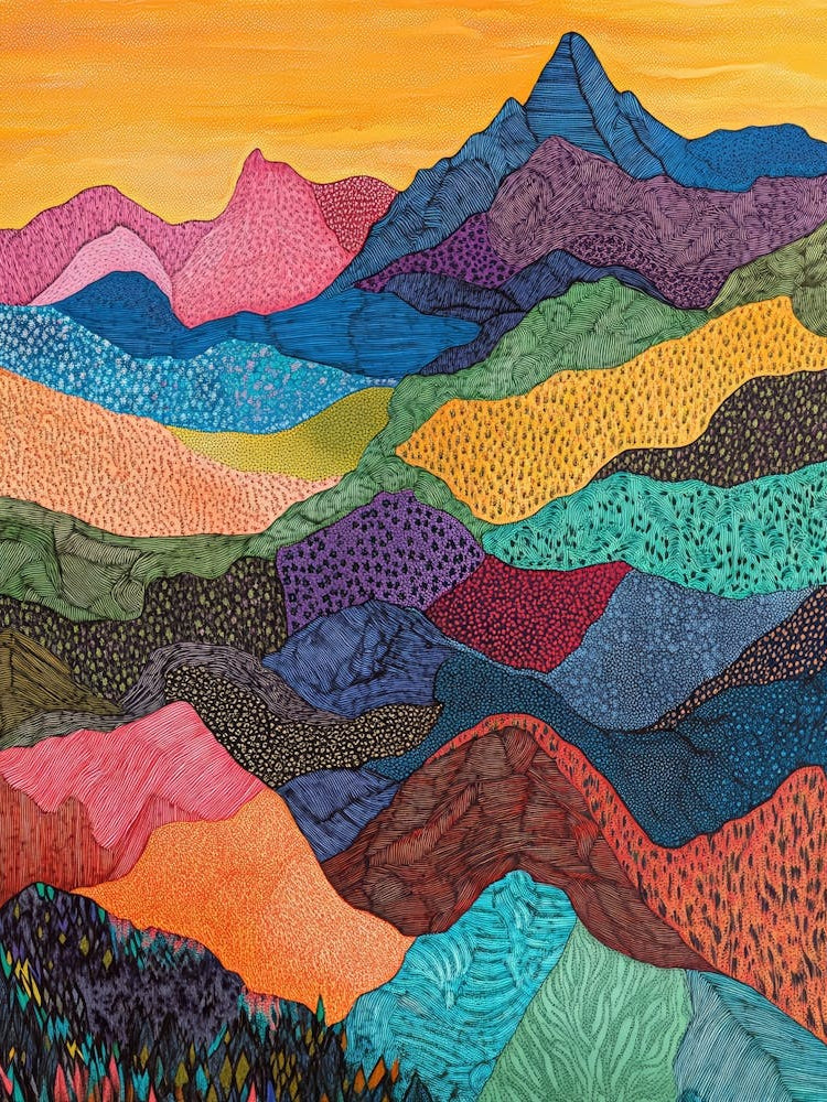 Colourful Mountain Illustration Poster 28
