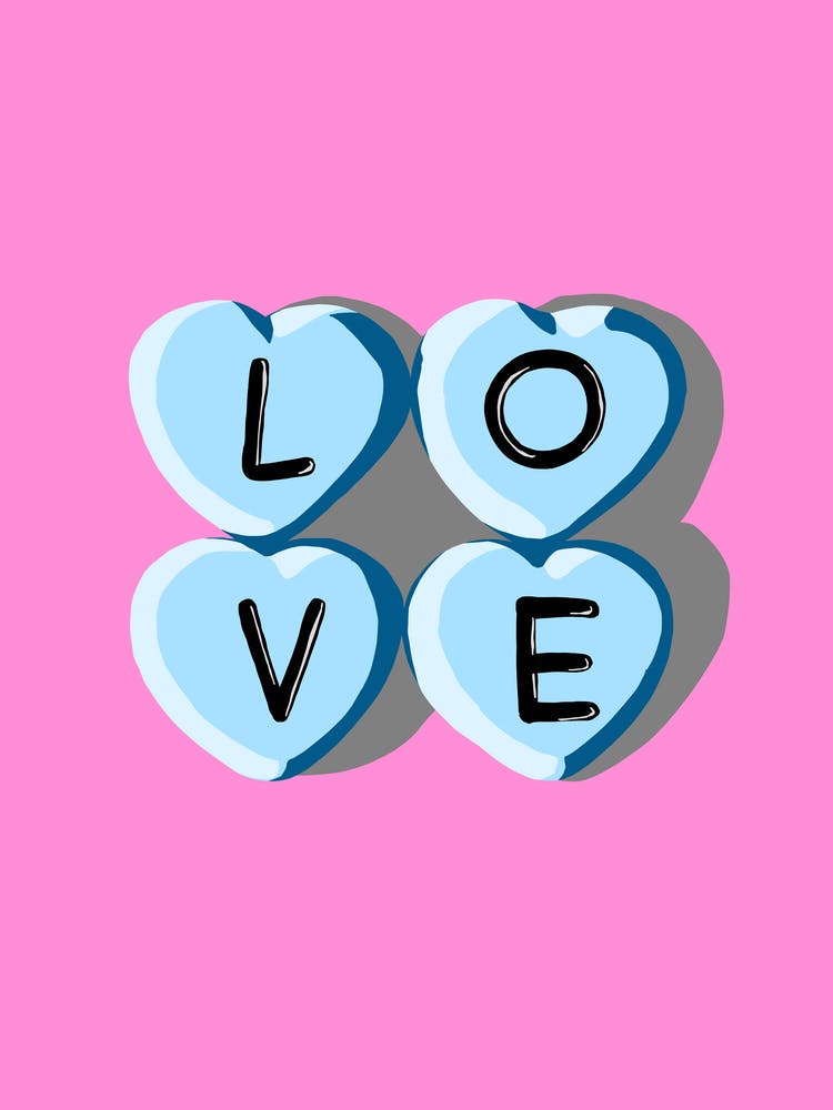Love Heart Letters Blue