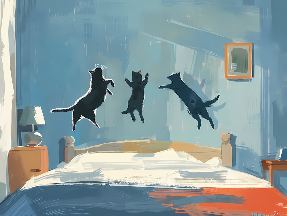 Cats Jumping In The Air