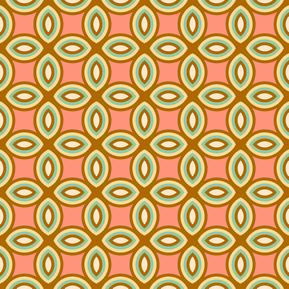 COURTYARD Mediterranean Tile Abstract Geometric in Retro Pink Brown Cream