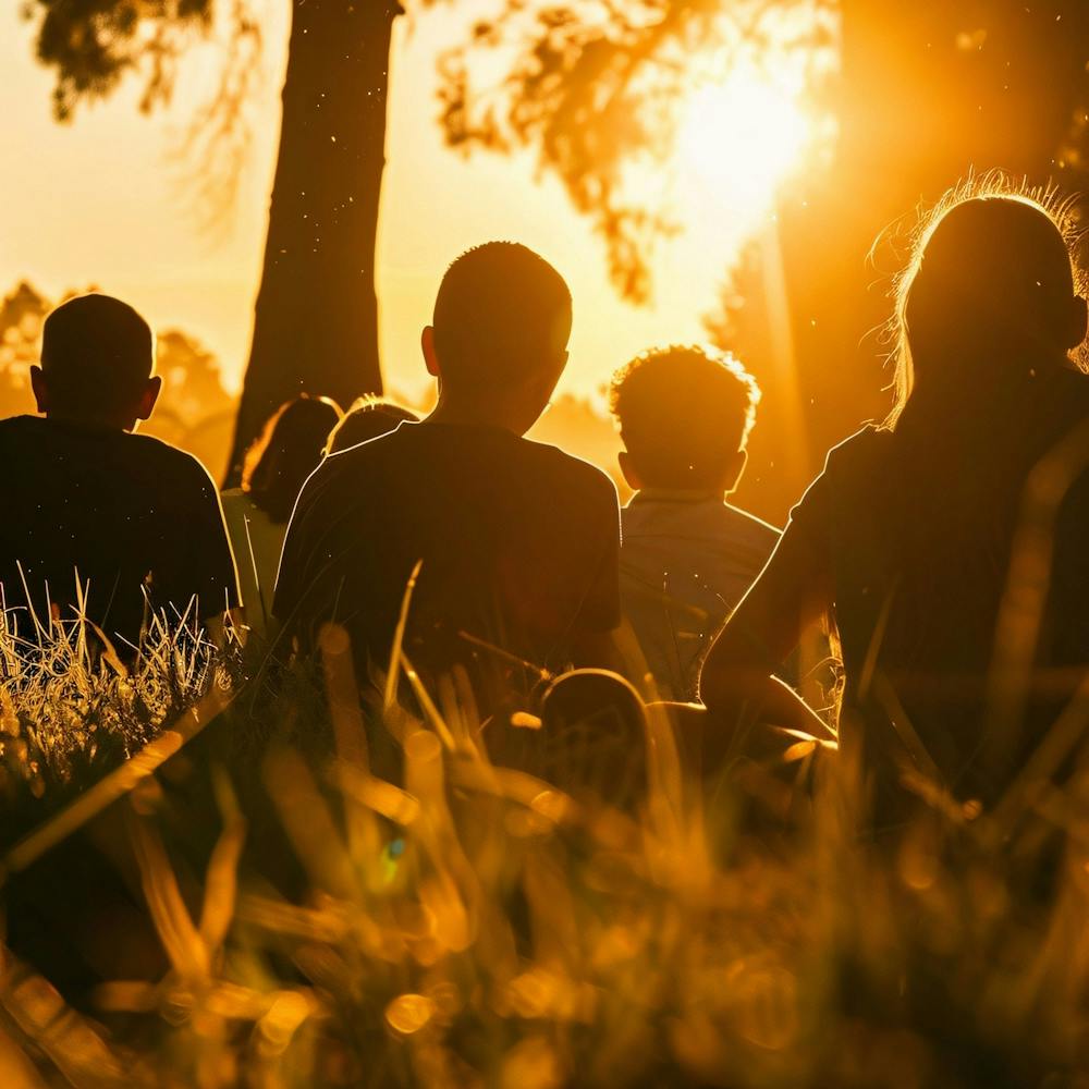Silhouette Of People At Sunset