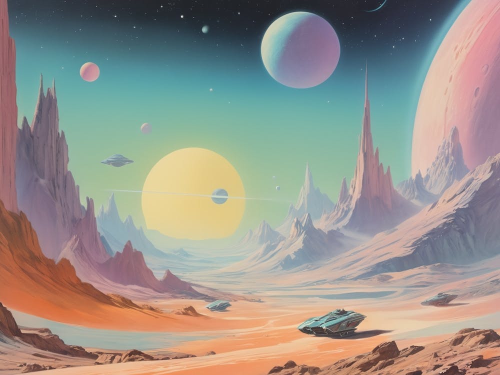Space Landscape vintage retro sci-fi art 2