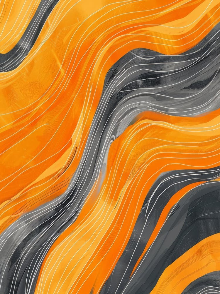 Abstract Orange Wavy Painting