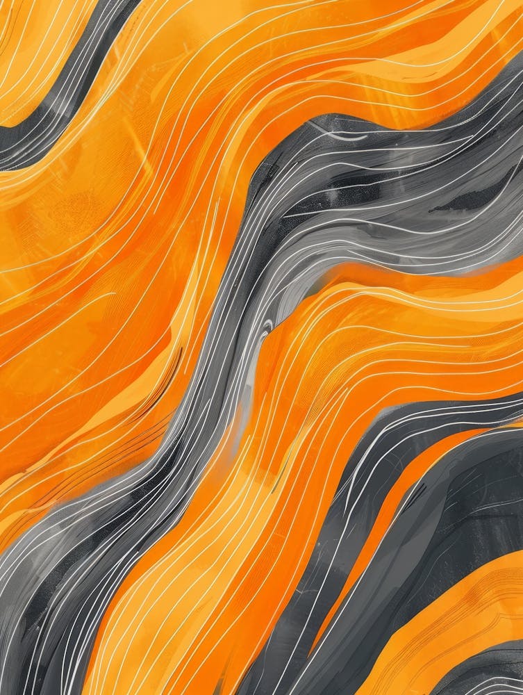 Abstract Orange Wavy Painting
