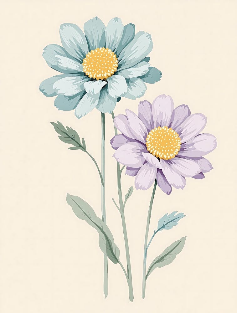 Gentle Botanical Stems in Earthy Pastels