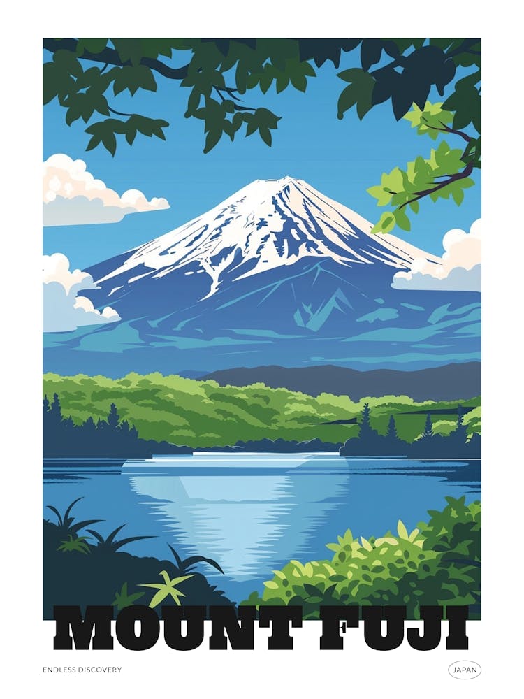 Mount Fuji Japan 3 Buntes Reiseposter