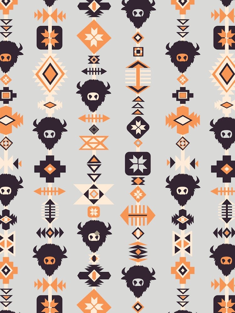 American Buffalo and Aztec Lines Grey and Orange
