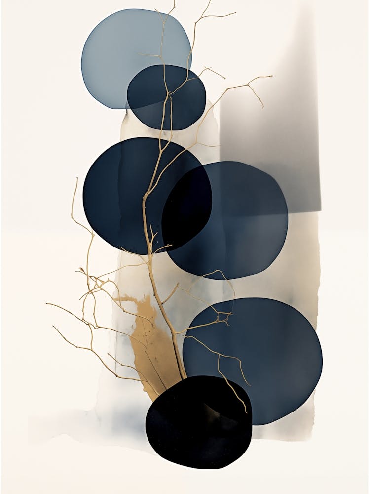 Black, Blue And Gold Abstract Painting 5