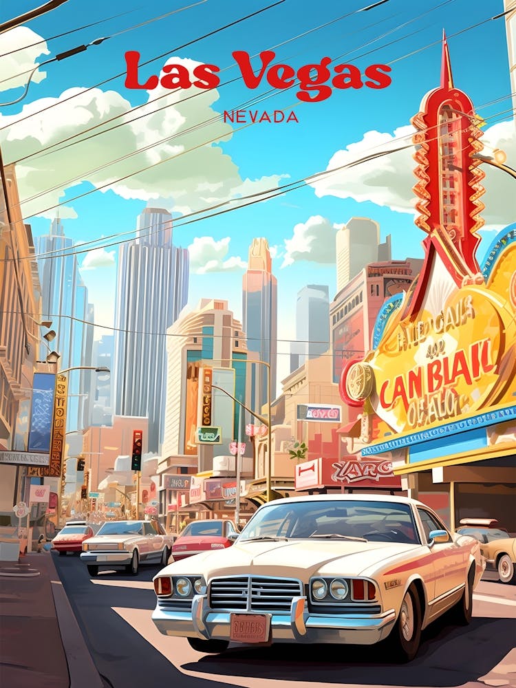 Las Vegas Nevada Casino Travel Art Illustration
