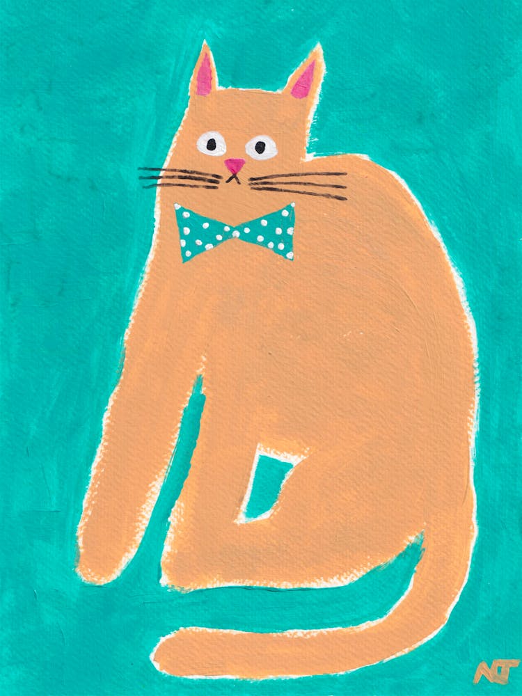 Fancy Cat Original Painting Animal Art Poster Kitchen Wall Art Home Decor Nursery Art Kids Room Poster Animal Wall Art Scandi Style