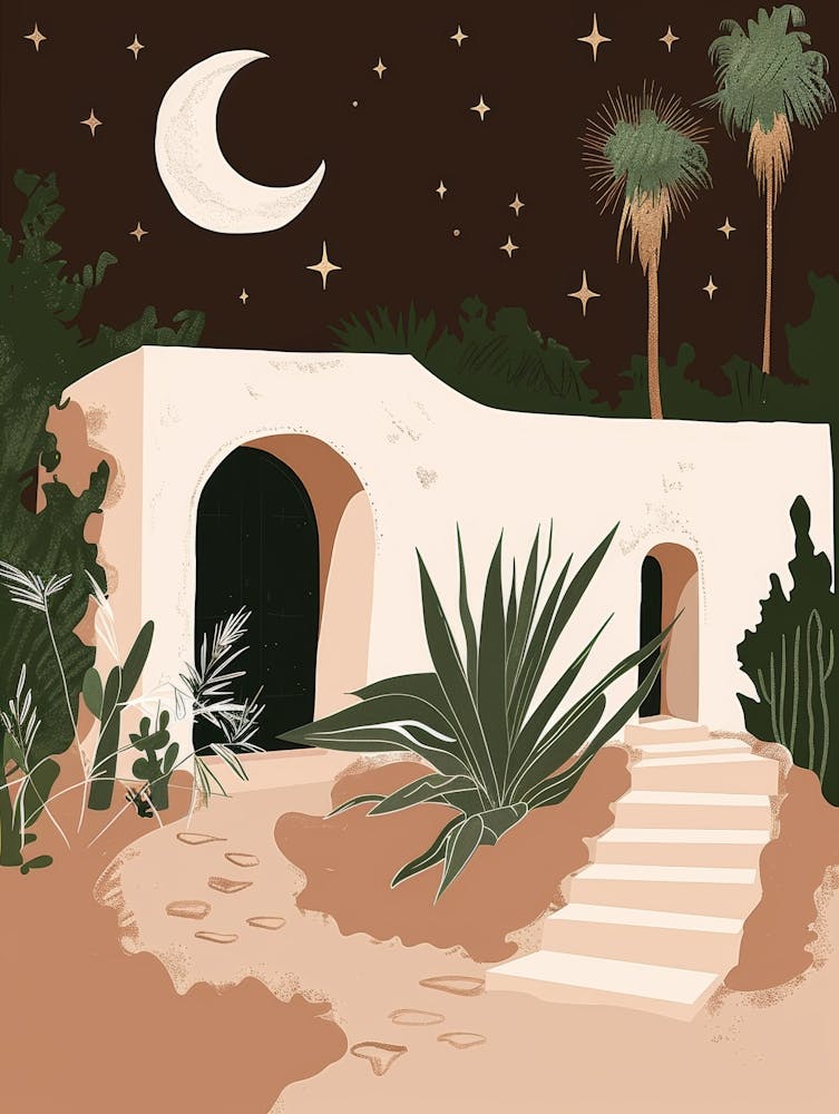 Desert House At Night