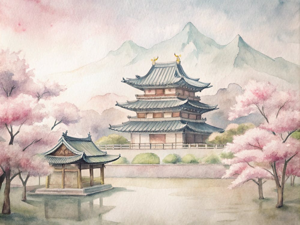Asian Watercolor Painting