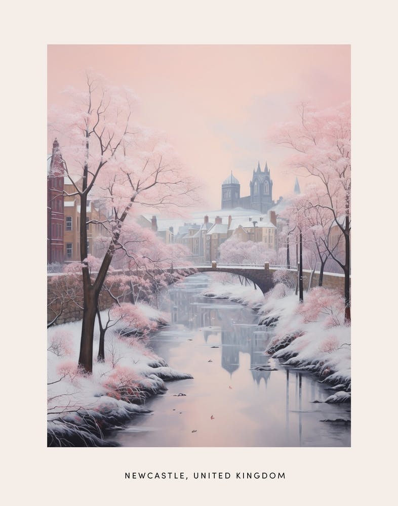 Dreamy Winter Painting Poster Newcastle United Kingdom