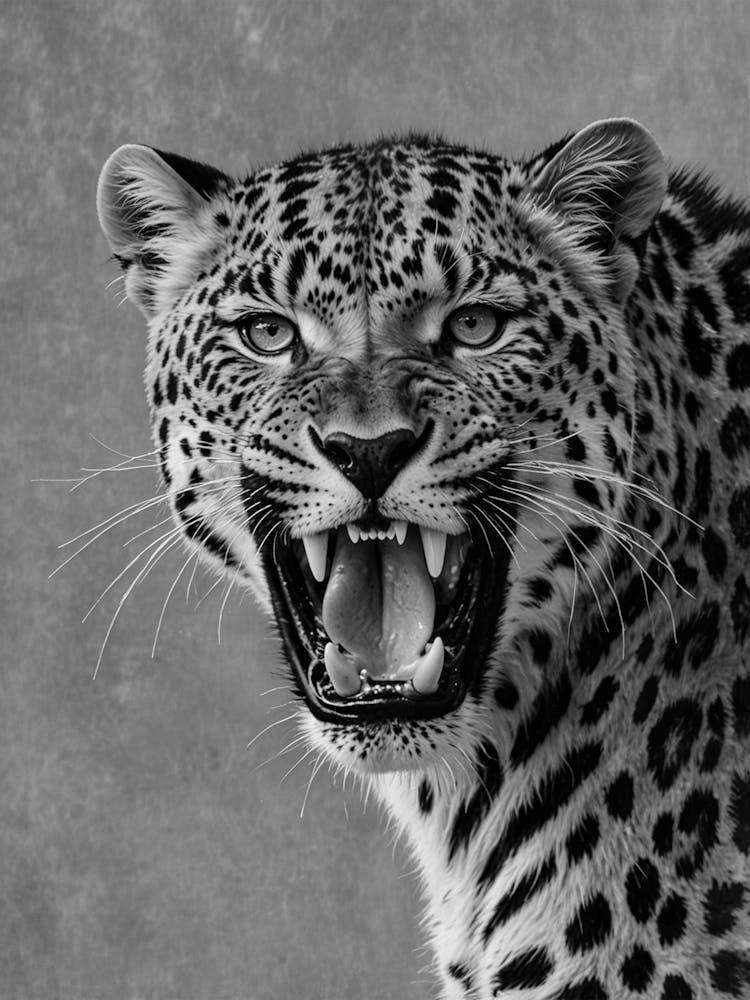 Lepard Portrait Black And White