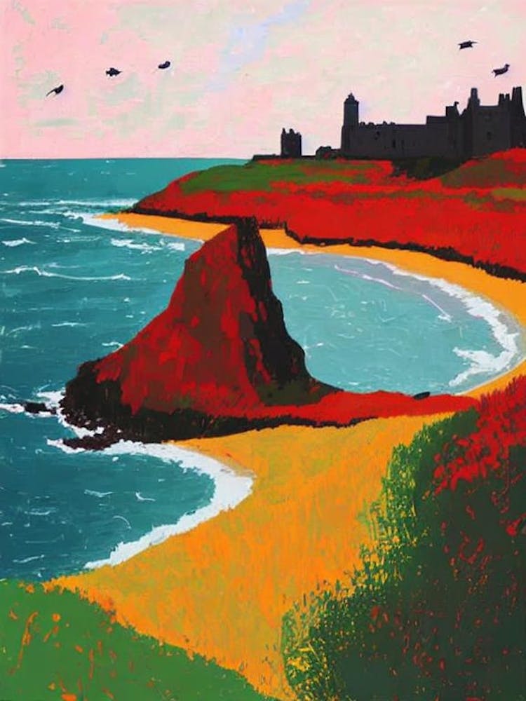 Bamburgh Beach, Northumberland Hockney Style