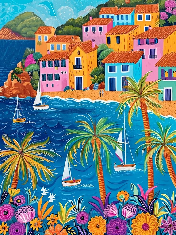Kitsch Colourful South Of France Coastline 4