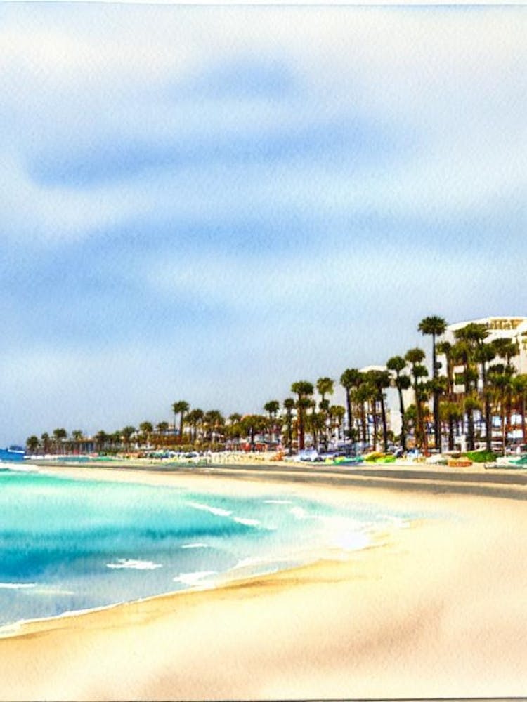 Coronado Beach 3, San Diego, California Watercolour