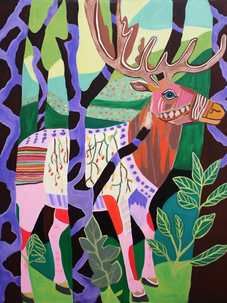 Maximalist Animal Painting Moose 3