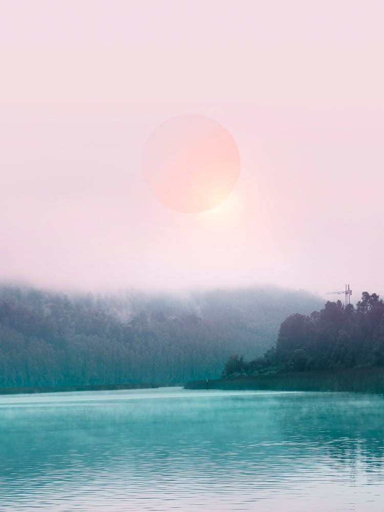 Pink Sky In Turquoise Water