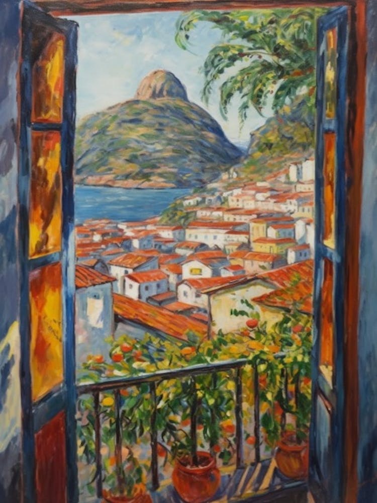 Window View Of Rio De Janeiro In The Style Of Impressionism 2