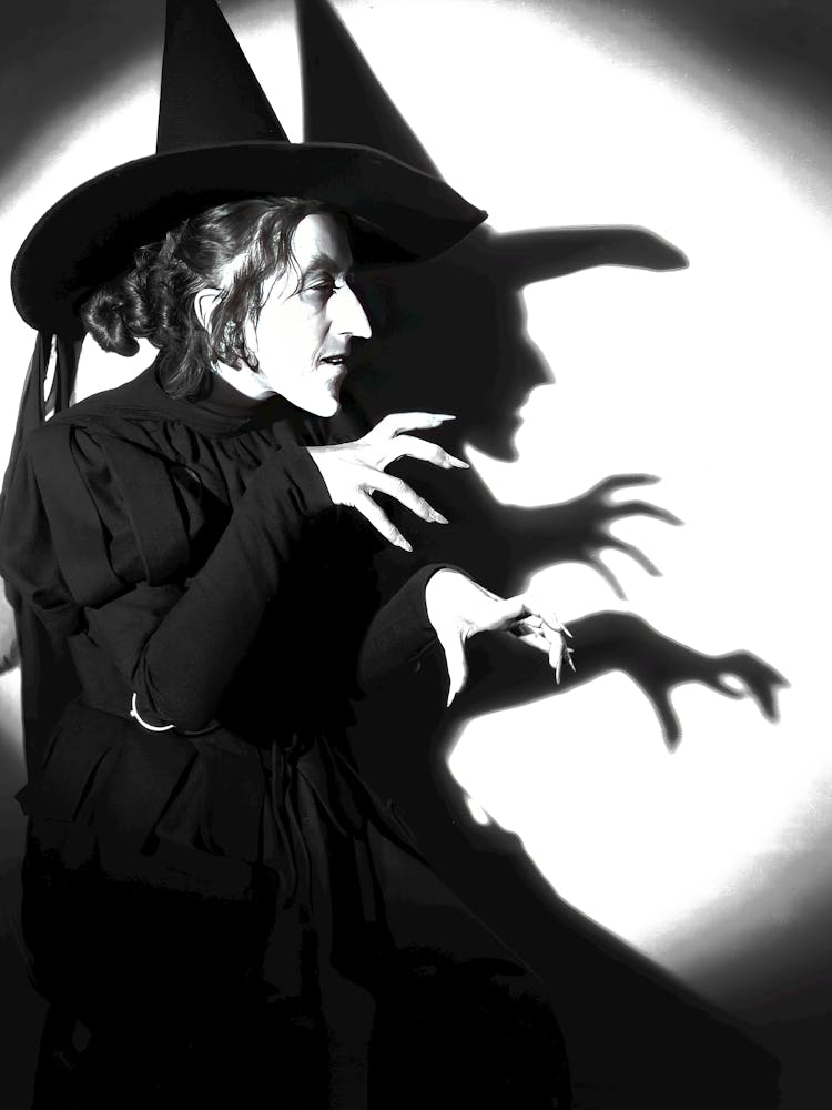 Wicked Witch Vintage Black and White Halloween Art