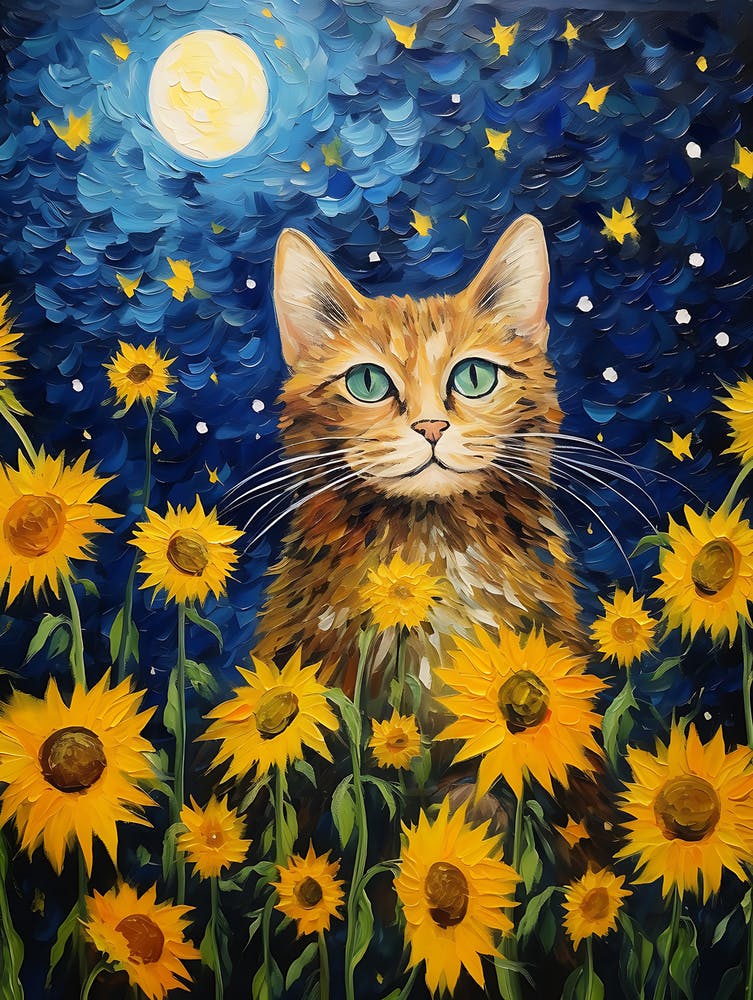Cat In Sunflowers 5