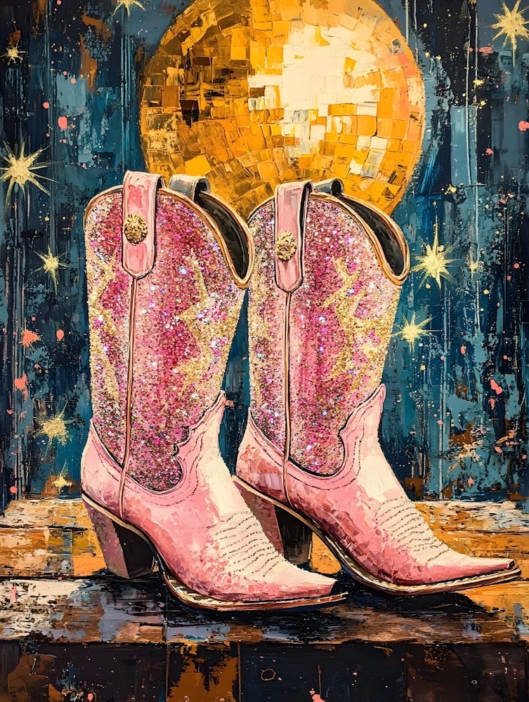 Pink Sparkly Cowgirl Boots 6