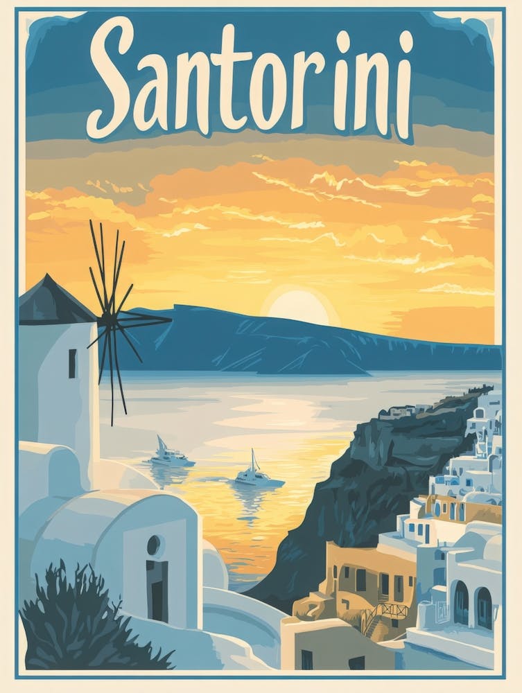Aihrgdesign A Classic 1960s Travel Poster For Santorini 4