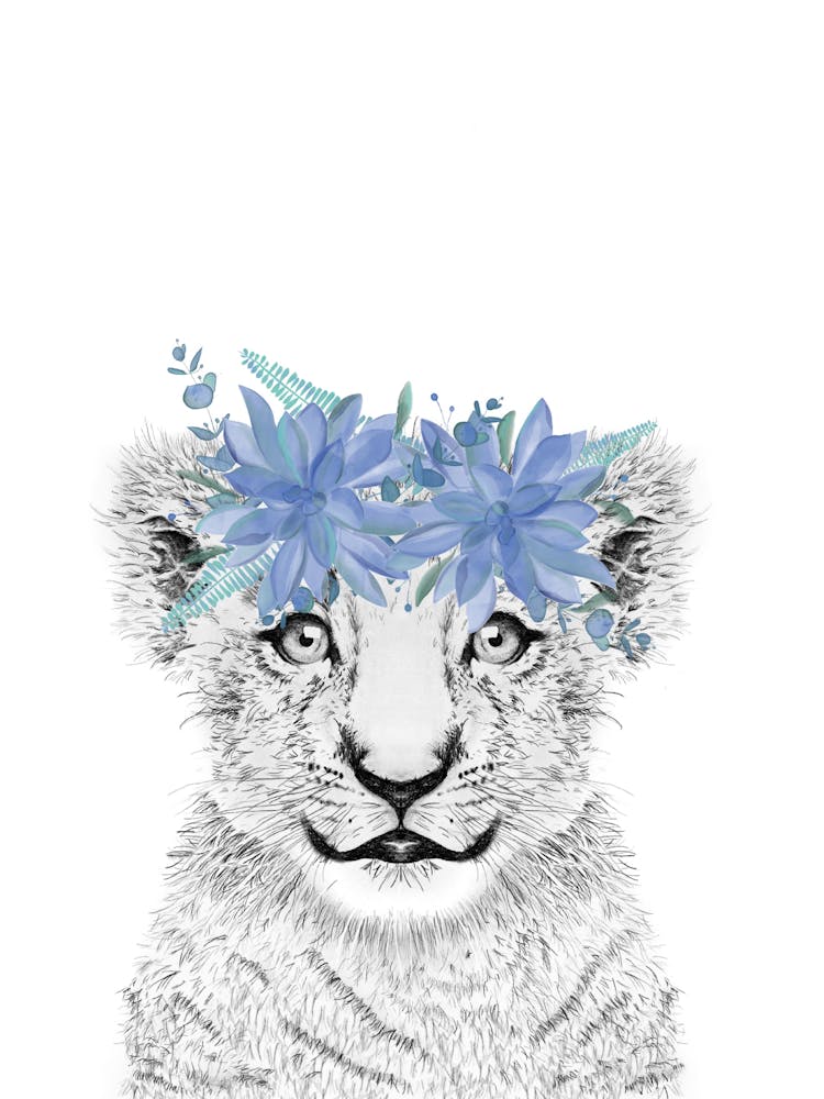 Lion Cub with flower crown kids baby