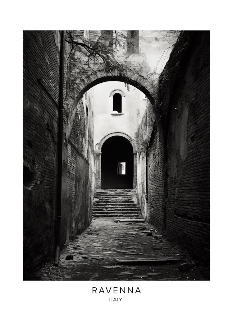 Poster Of Ravenna, Italy, Black And White Analogue Photography 4