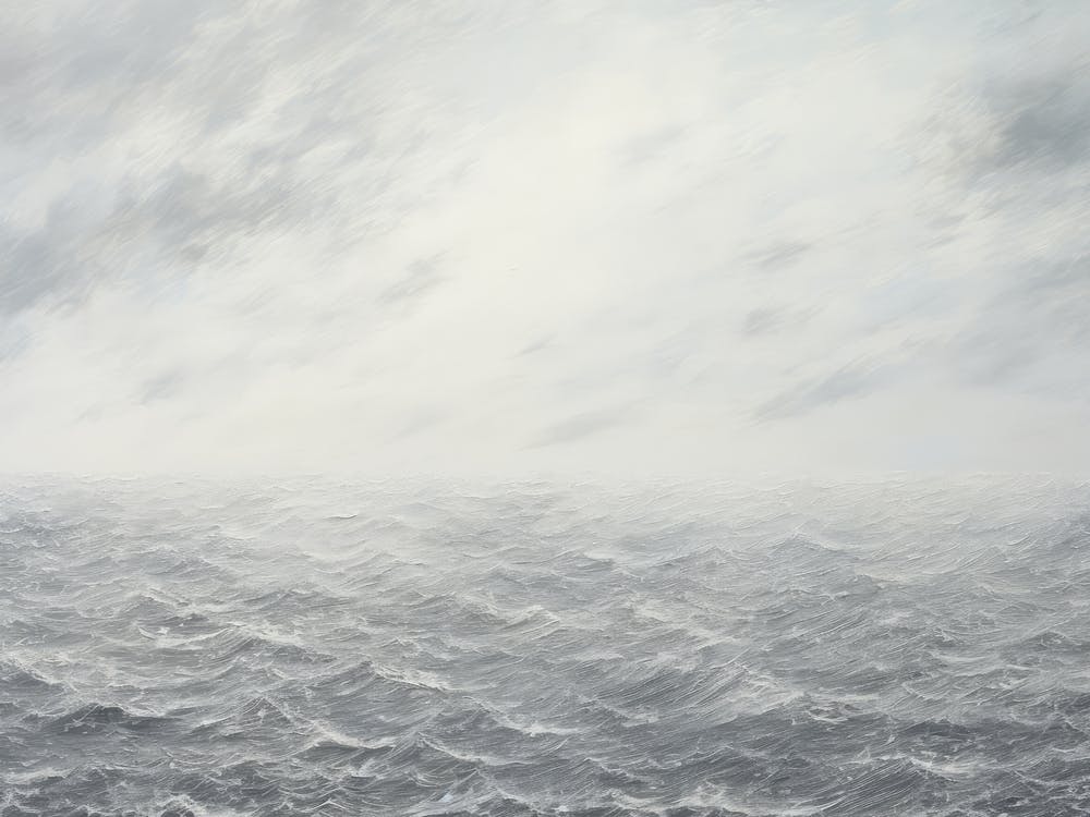 Vintage Blue Tonal Coastal Painting
