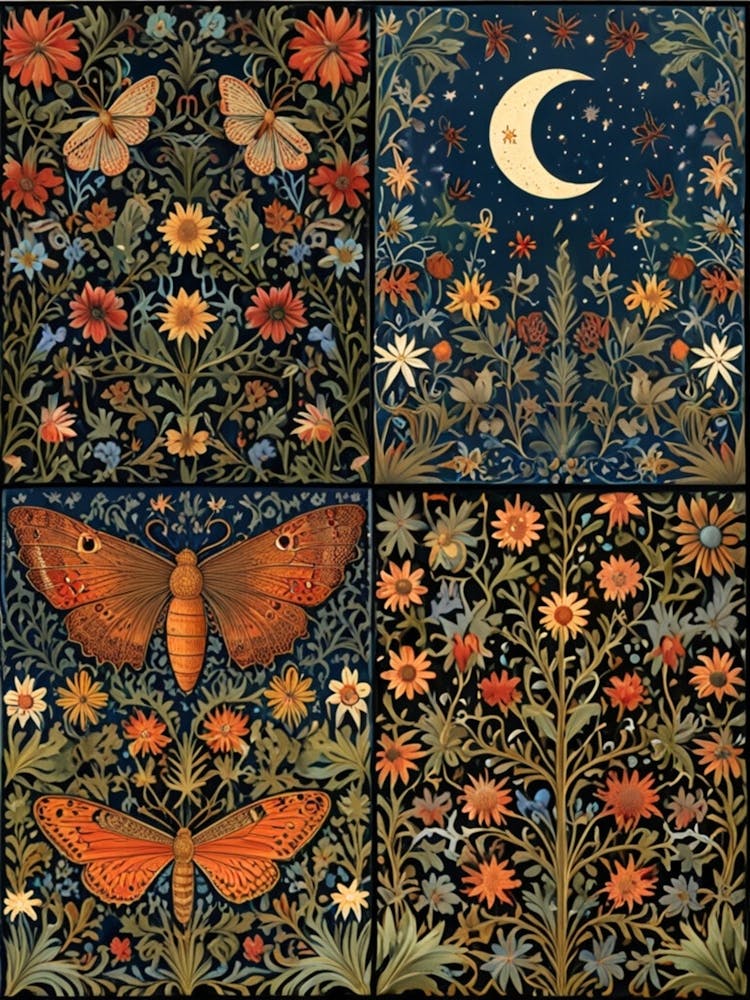 William Morris Moon And Flowers 84